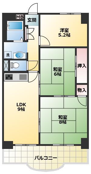 ダイヤモンドハイツII(3LDK/1階)の間取り写真