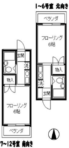 ゼルコピア府中(1K/4階)の間取り写真