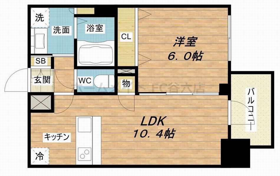 プレサンス四天王寺前夕陽ヶ丘アクティ(1LDK/7階)の間取り写真