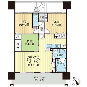 リリーベルおもろまちサーモス(3LDK/8階)の間取り写真