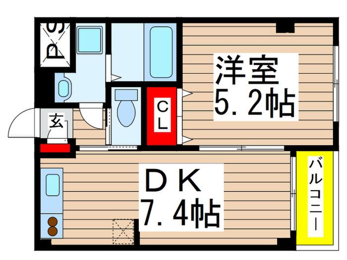 アンブラッセ(1DK/3階)の間取り写真