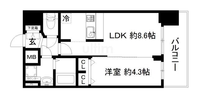 プレサンスTHE KYOTO 彩美(1LDK/3階)の間取り写真