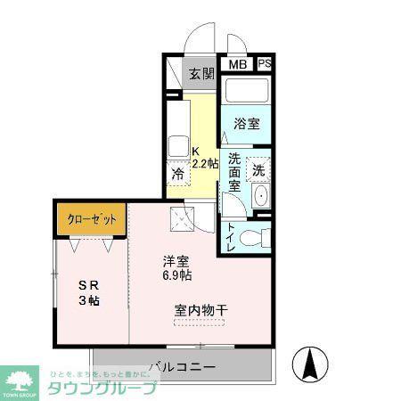 トレビナ与野本町(1SK/2階)の間取り写真