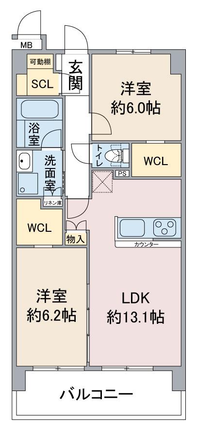 エトワール社が丘(2LDK/3階)の間取り写真