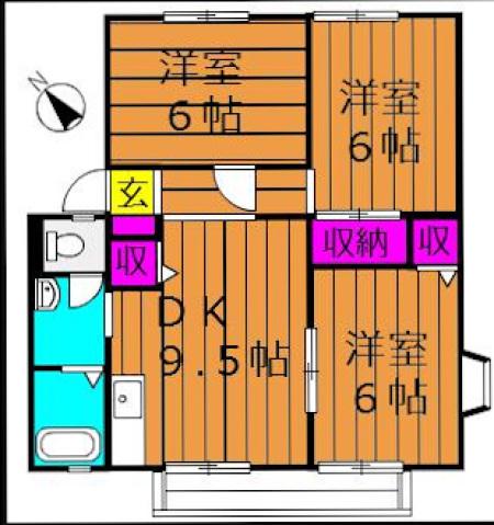 サンビレッジスカイバレーA(3DK/2階)の間取り写真