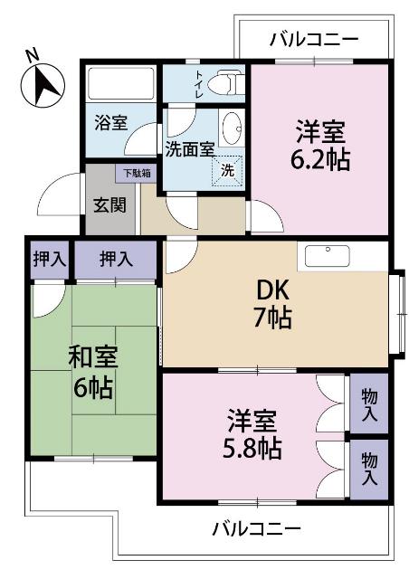 アビタシオン富士(3DK/3階)の間取り写真