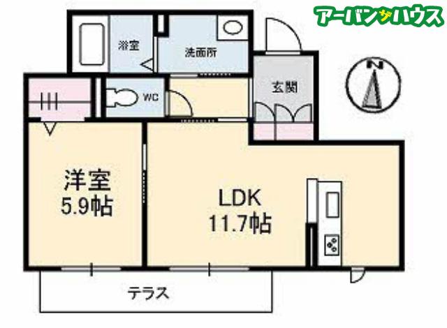 プリティーウーマン B棟(1LDK/1階)の間取り写真