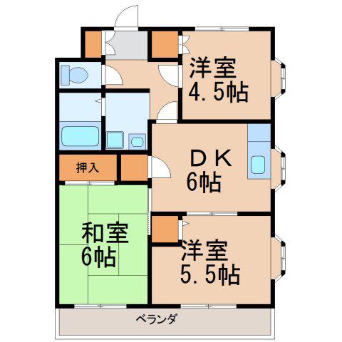 ヴェルドミール(3DK/3階)の間取り写真