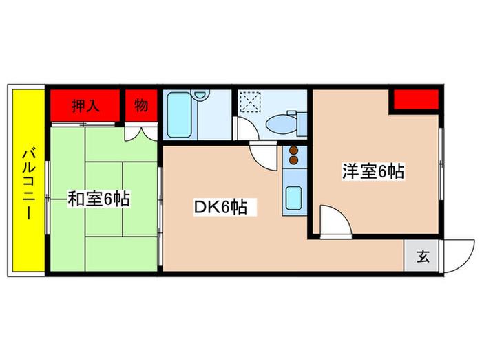 コンフォート百合丘(2DK/2階)の間取り写真