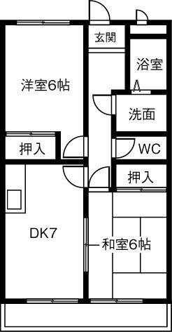 メゾン森(2DK/3階)の間取り写真
