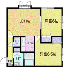 ヴィバーチェ恵庭(2LDK/2階)の間取り写真