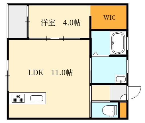 GROWTH T B棟(1LDK/2階)の間取り写真