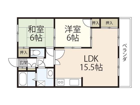 シャルム肥後(2LDK/2階)の間取り写真