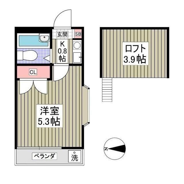 テラス大成(1K/2階)の間取り写真