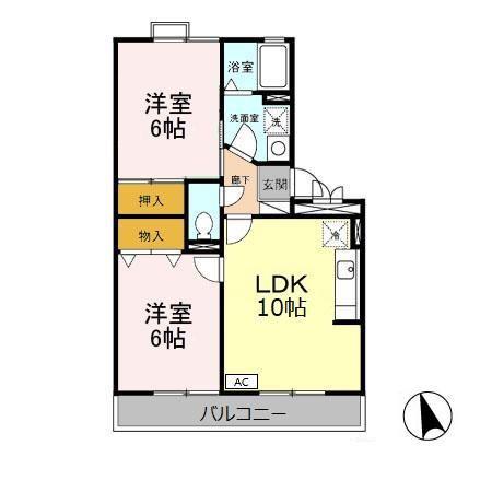 プレミアムシャトー(2LDK/3階)の間取り写真
