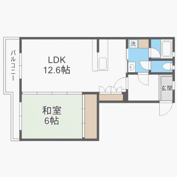サンハイツ大楠(1LDK/5階)の間取り写真