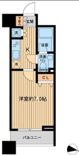 ファーストリアルタワー新宿(1K/20階)の間取り写真