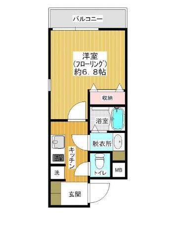 CLOUD2(1K/1階)の間取り写真