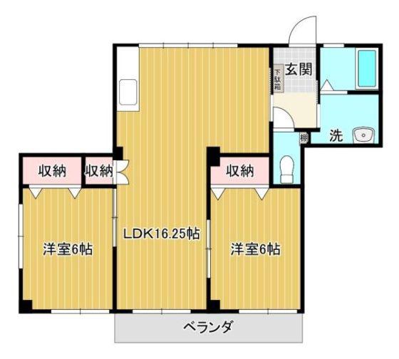 中央ビル(2LDK/2階)の間取り写真