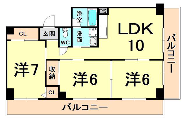アビタコアI(3LDK/5階)の間取り写真