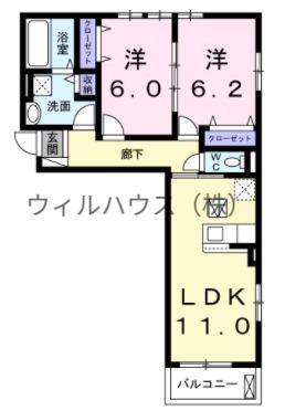 シャルール メゾン1(2LDK/1階)の間取り写真