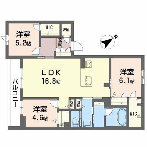 シャーメゾン城野駅前(3LDK/2階)の間取り写真