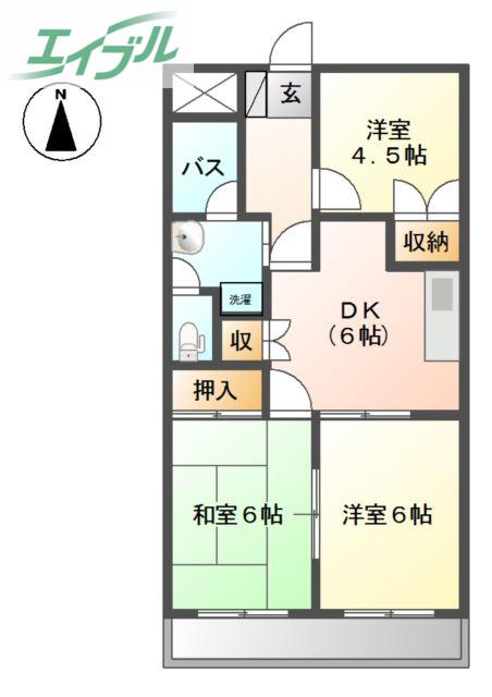 パープルメゾン(3DK/3階)の間取り写真