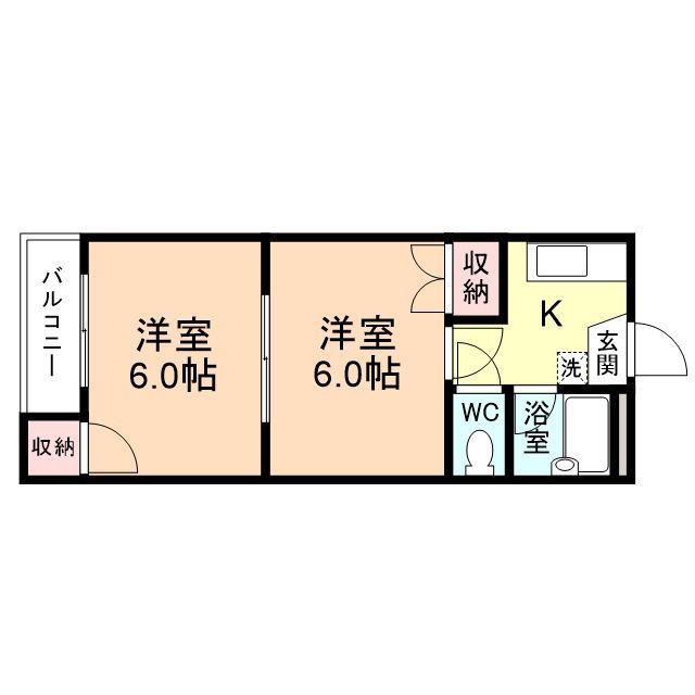 サニーハイツ富岡(2K/2階)の間取り写真