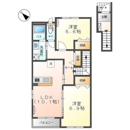 エアフォルク(2LDK/2階)の間取り写真