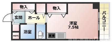 サンヒルズ(ワンルーム/3階)の間取り写真