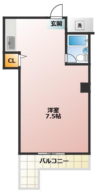 春日レジデンス(ワンルーム/3階)の間取り写真