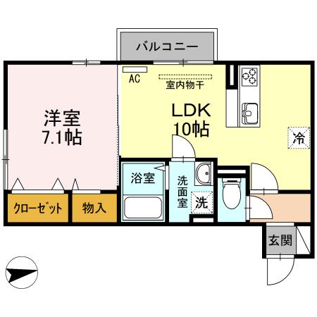 メゾンシャルム春日(1LDK/2階)の間取り写真