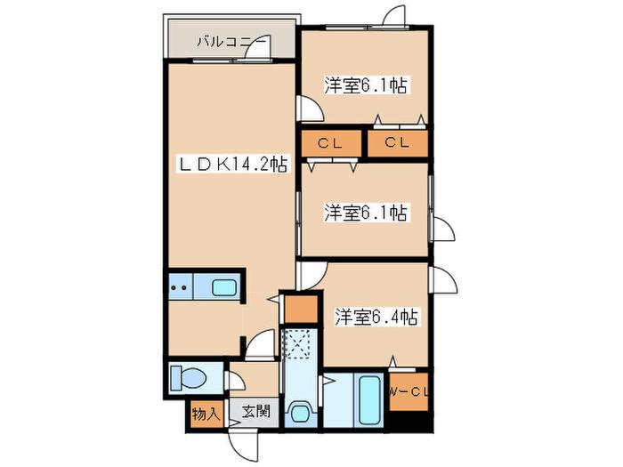 白南ハイツI(3LDK/3階)の間取り写真