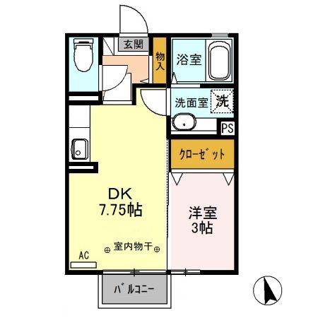グランサリックスD(1DK/2階)の間取り写真
