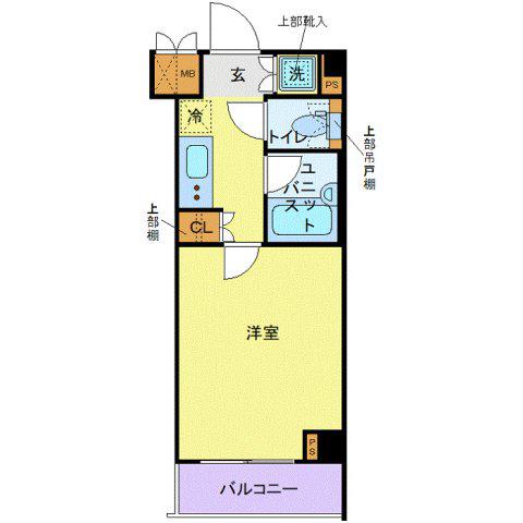 ルーブル武蔵小山(1K/4階)の間取り写真
