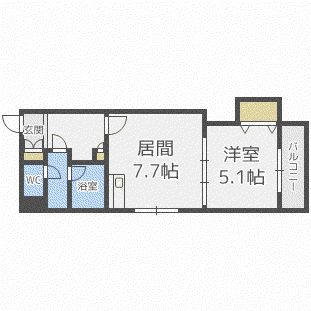 VERTICAL18(1LDK/7階)の間取り写真