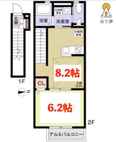 DEUX PARTE(1LDK/2階)の間取り写真
