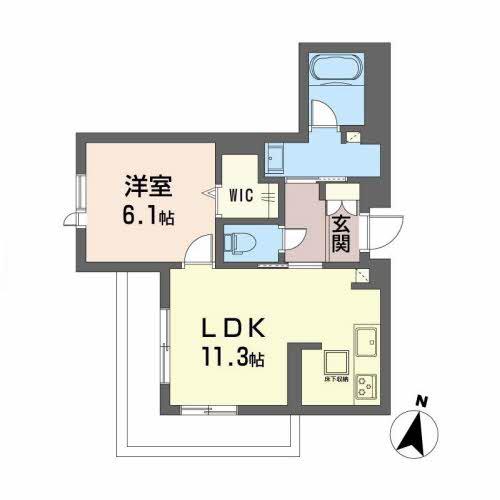 ジェンティーレ伍番館(1LDK/1階)の間取り写真