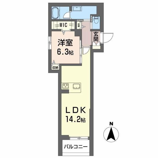 クレスティーク福住(1LDK/2階)の間取り写真