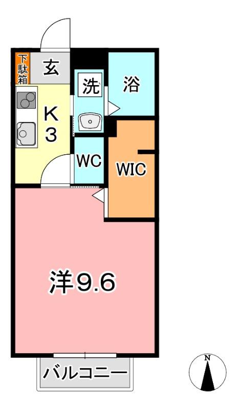 コーポワイスリーA棟(1K/1階)の間取り写真