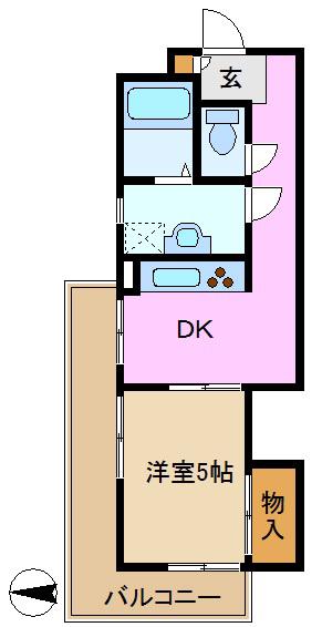 ロックヒルズ鴨居(1DK/2階)の間取り写真