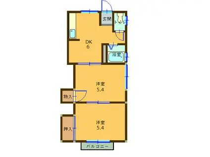 シャトレオーズ舞阪(2DK/2階)の間取り写真