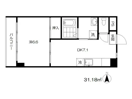 ジュネス鈴木(1DK/3階)の間取り写真