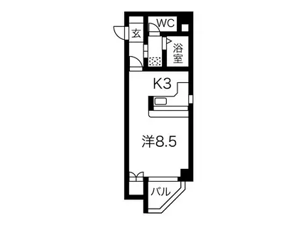 藤井ビル中の島II(1K/4階)の間取り写真