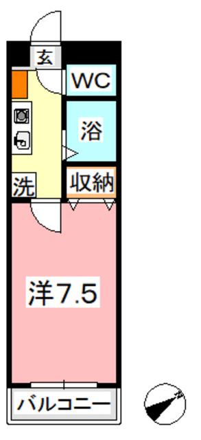 ルミナス天城(1K/2階)の間取り写真
