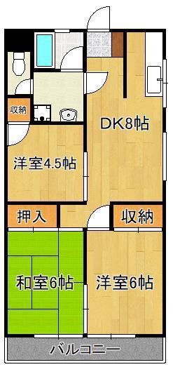 西鳴水ハイツ(3DK/2階)の間取り写真