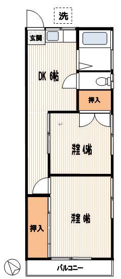 第一伸和荘(2DK/2階)の間取り写真