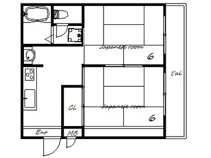 ケントハウス(2K/2階)の間取り写真