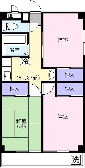 メゾン・アルベール(3K/2階)の間取り写真
