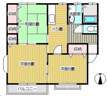 アンプランソレイユ(3K/1階)の間取り写真